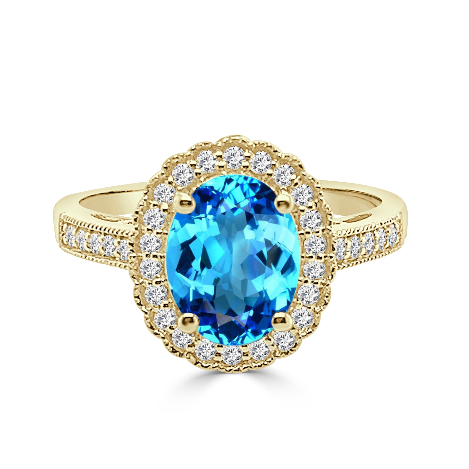 14 Karat Yellow Gold Ring with Stunning Blue Topaz Gemstone