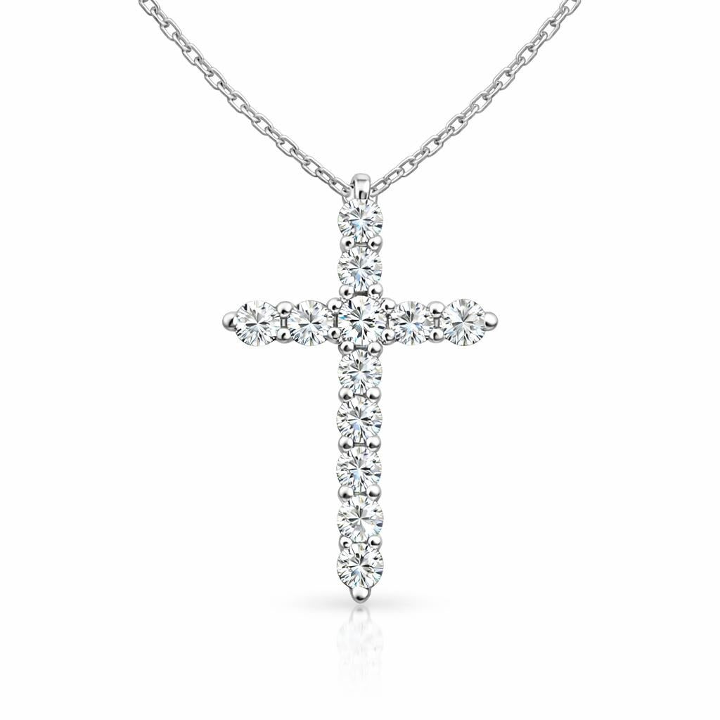 14 Karat White Gold Cross Necklace