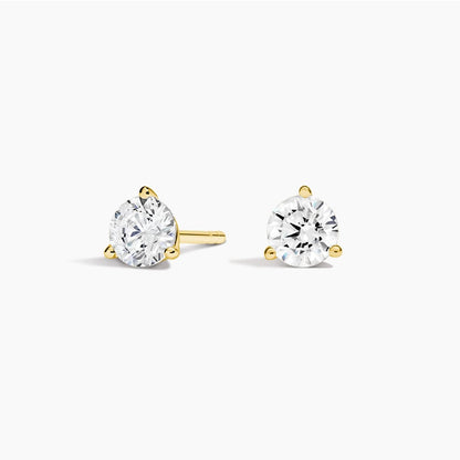14K Yellow Gold Solitaire Studs with 1.08 Lab Diamond