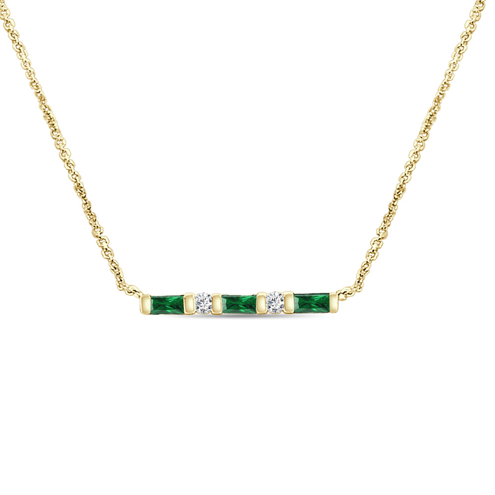 Chic 14K Yellow Gold Emerald Baguette Necklace by Chanel - 0.39 Carat