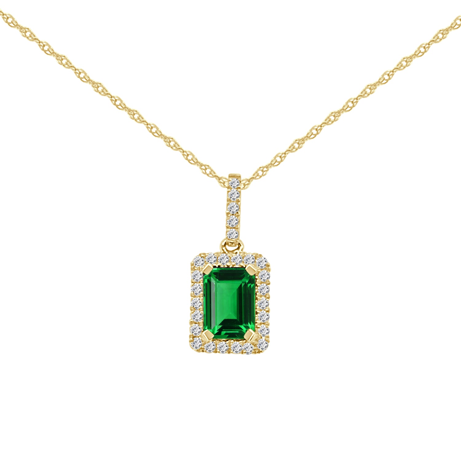 14K Yellow Gold Halo Tourmaline Necklace - 0.93 Carat