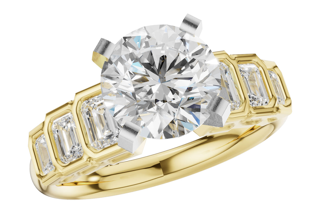 14 Karat Yellow Gold Ring with Diamond Accents