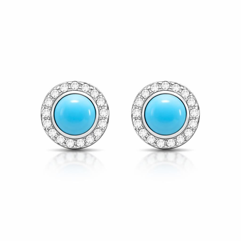 Sleeping Beauty Turquoise &amp; White Topaz Earrings