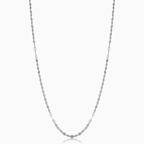 10 Karat White Gold Chain Necklace with Moka Accent