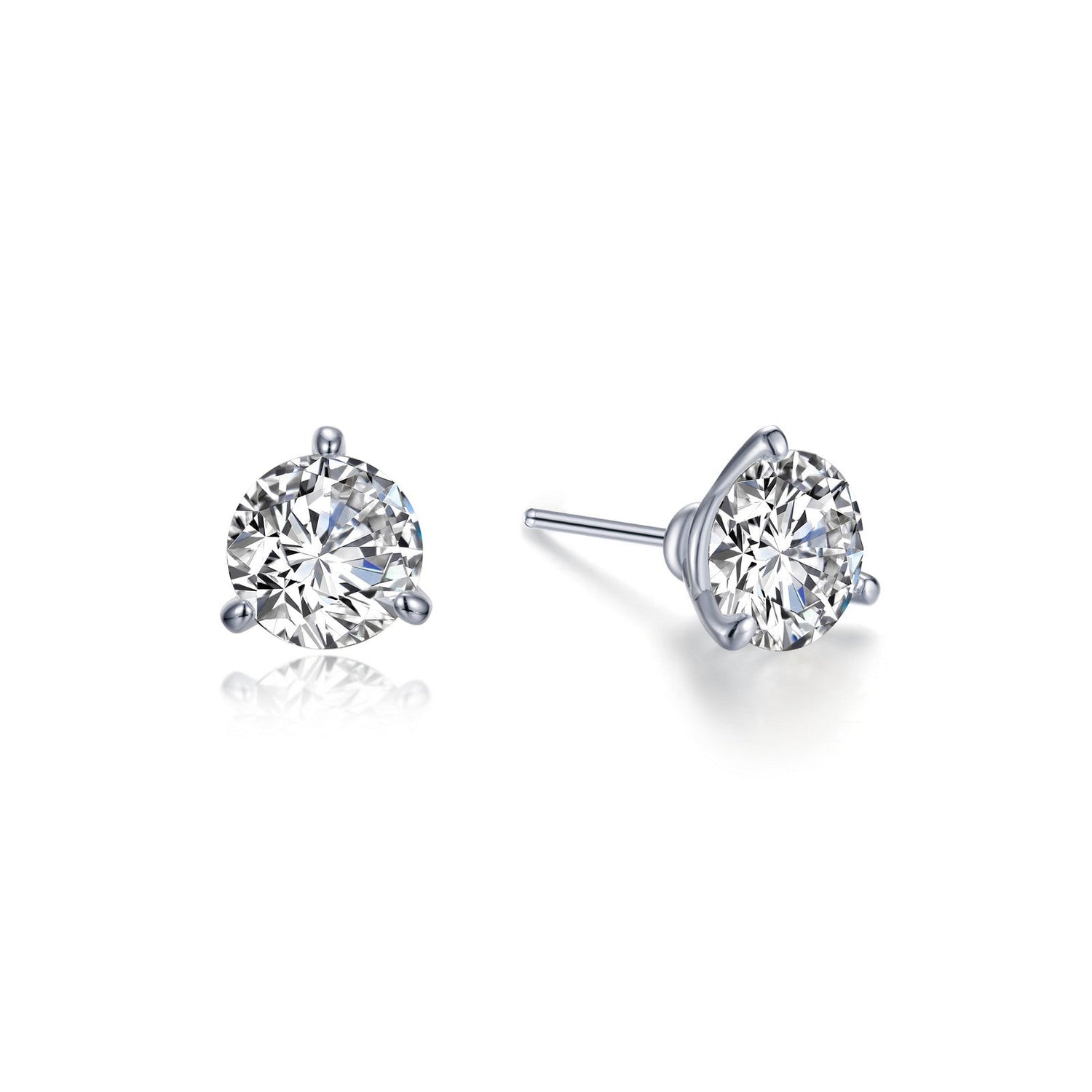 Martini Lassaire Sterling Silver Solitaire Studs 1.5 Carats