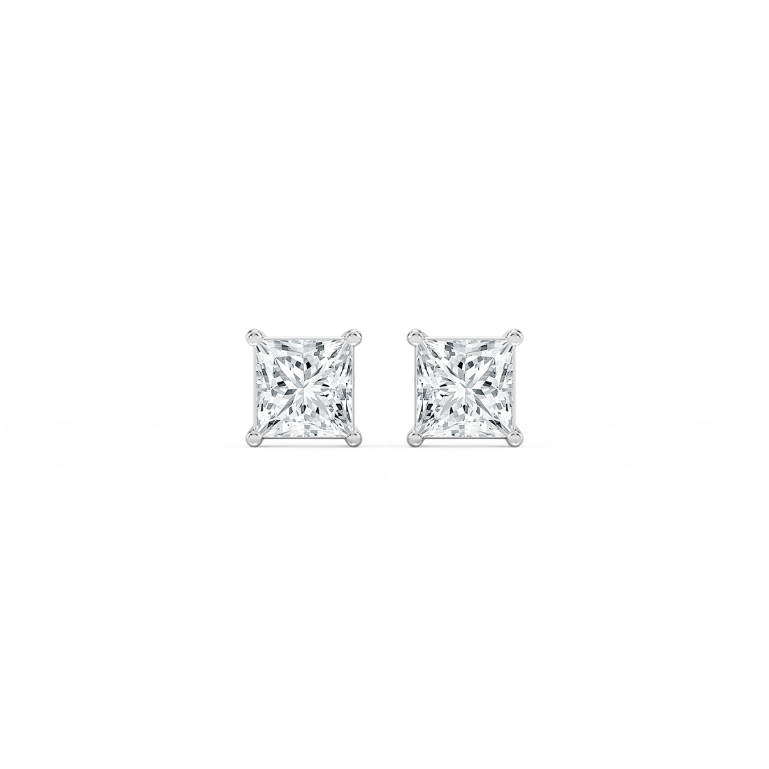 0.50 Carat Round Natural Diamond Solitaire Studs in 14 Karat White Gold