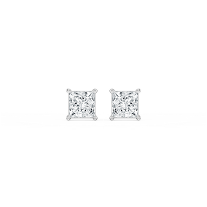 0.50 Carat Round Natural Diamond Solitaire Studs in 14 Karat White Gold