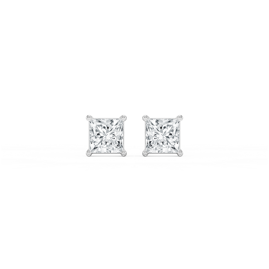 0.50 Carat Round Natural Diamond Solitaire Studs in 14 Karat White Gold
