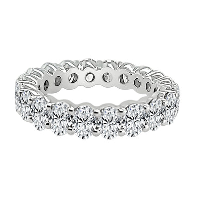 14K White Gold Oval Natural Diamond Wedding Band - 4.80 Carats