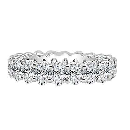 14K White Gold Oval Natural Diamond Wedding Band - 4.80 Carats