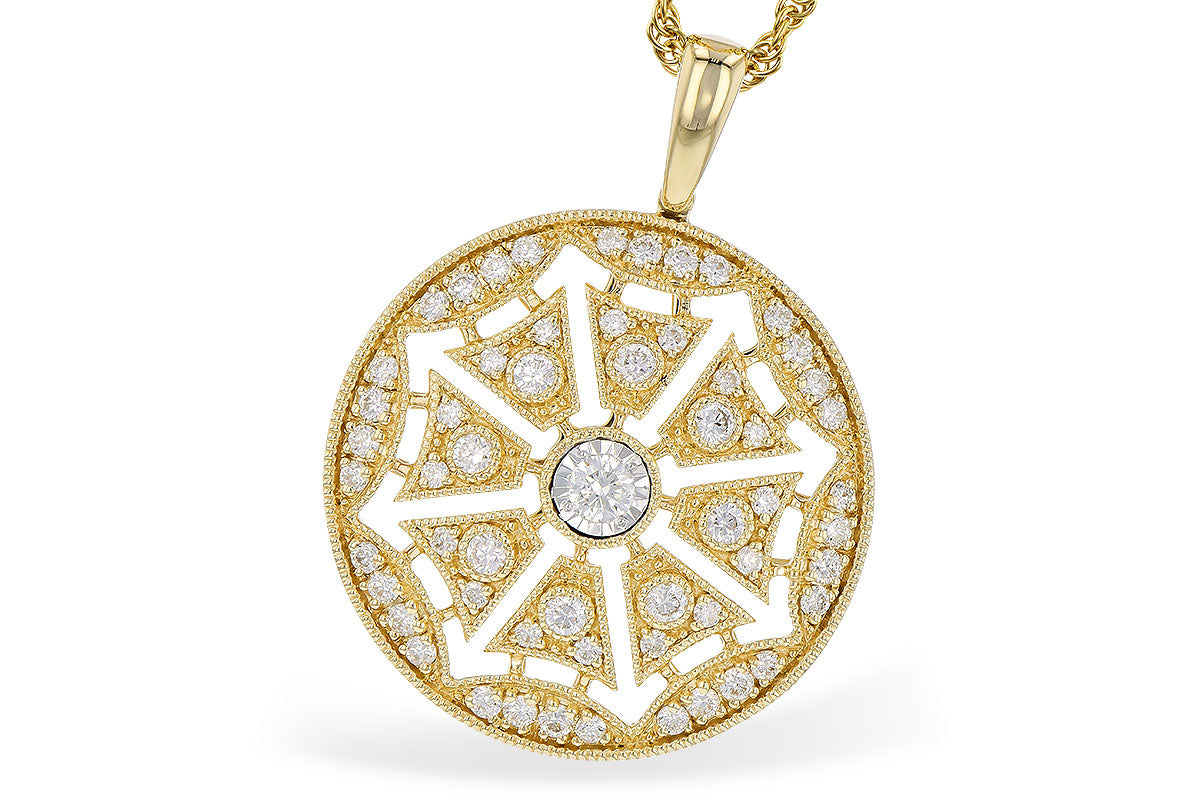 14 Karat Yellow Gold Round Natural Diamond Necklace - 0.38 carats
