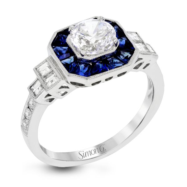 Vintage Sapphire Engagement Mounting in 18 Karat White Gold