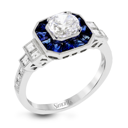 Vintage Sapphire Engagement Mounting in 18 Karat White Gold