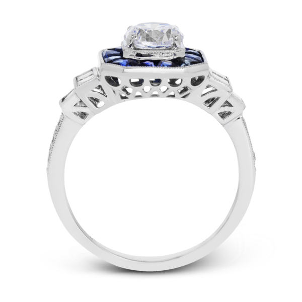 Vintage Sapphire Engagement Mounting in 18 Karat White Gold