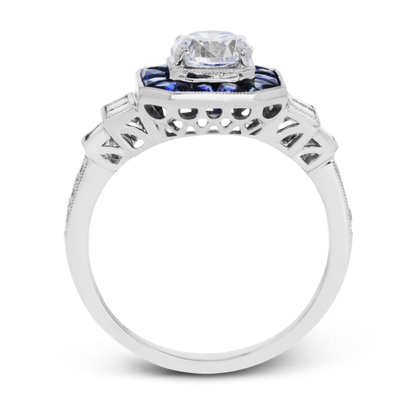 Vintage Sapphire Engagement Mounting in 18 Karat White Gold