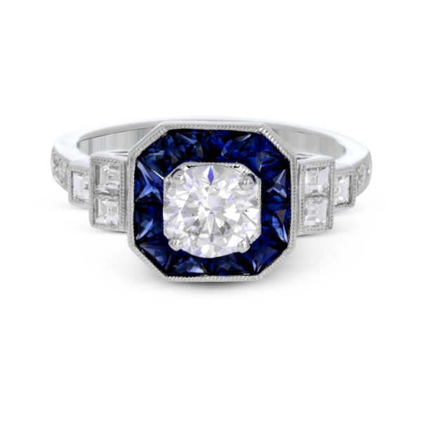Vintage Sapphire Engagement Mounting in 18 Karat White Gold