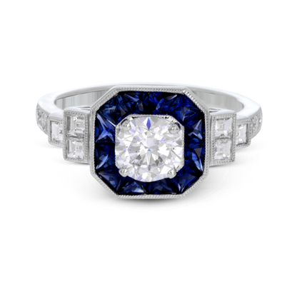 Vintage Sapphire Engagement Mounting in 18 Karat White Gold