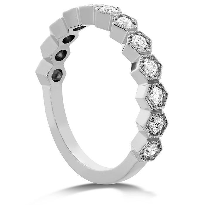 Hex Design 18 Karat White Gold Wedding Band with Natural Diamond 0.37 Carat