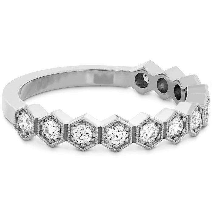 Hex Design 18 Karat White Gold Wedding Band with Natural Diamond 0.37 Carat