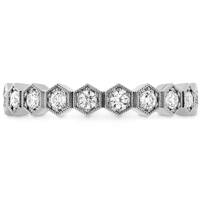 Hex Design 18 Karat White Gold Wedding Band with Natural Diamond 0.37 Carat