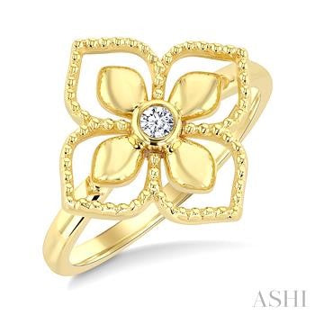 10 Karat Yellow Gold Blossom Diamond Ring - 0.05 Carat Natural Diamond