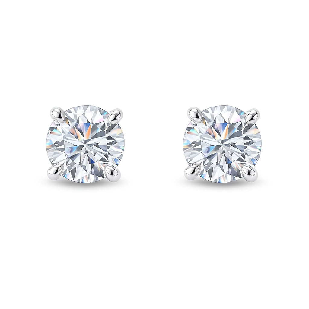Sterling Silver Solitaire Studs - Illusion Set
