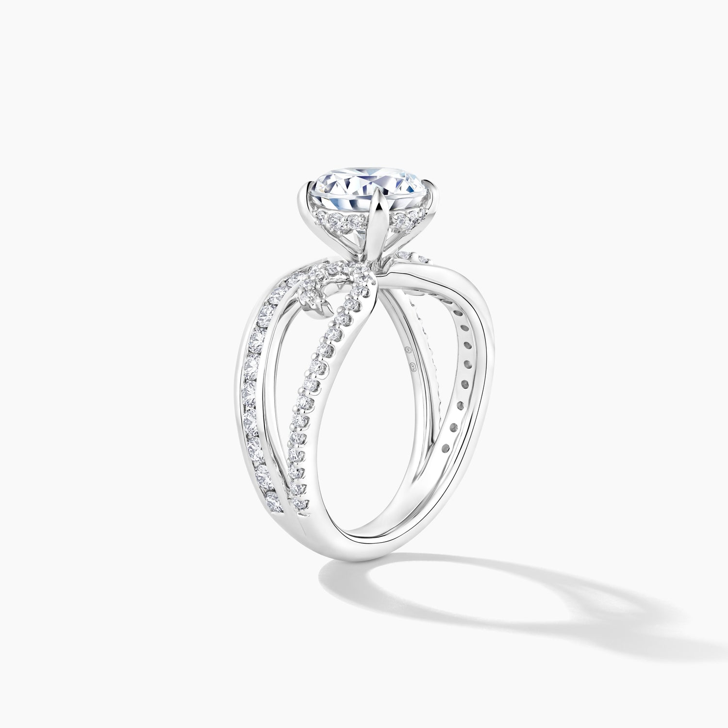 Platinum Diamond Split Shank Engagement Mounting with SMP Channel and Prong Setting