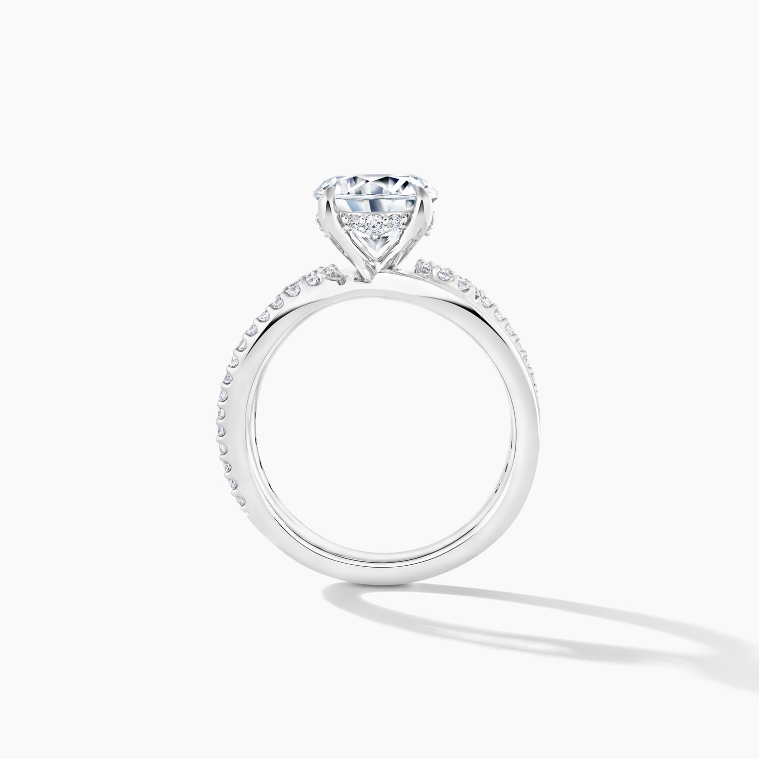 Platinum Diamond Split Shank Engagement Mounting with SMP Channel and Prong Setting