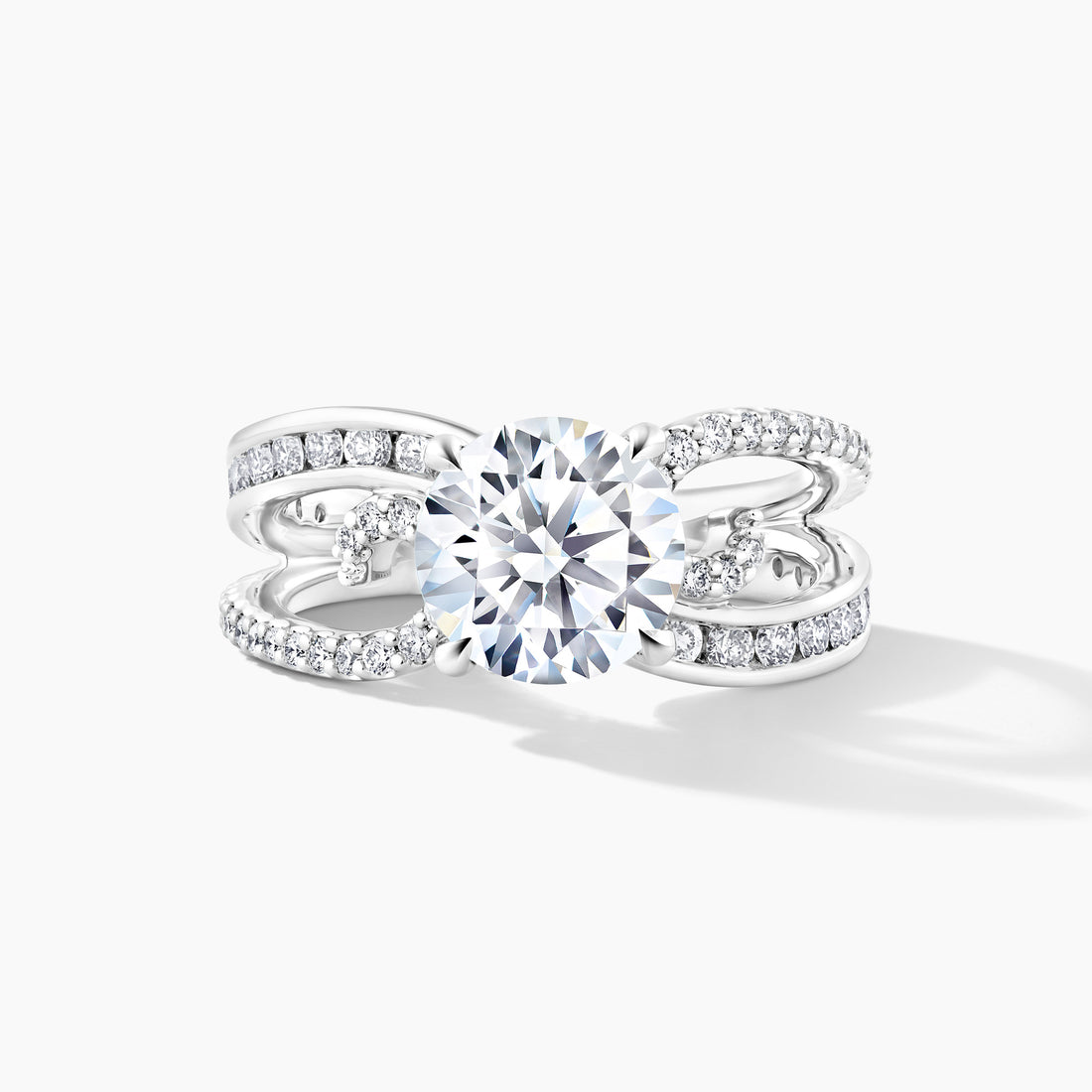 Platinum Diamond Split Shank Engagement Mounting with SMP Channel and Prong Setting