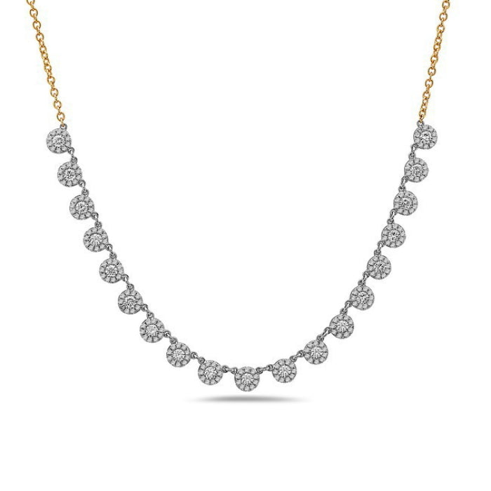 Premium 14 Karat Two-Tone Necklace with Adjustable Chain Featuring 1.28 Carat Natural Diamond