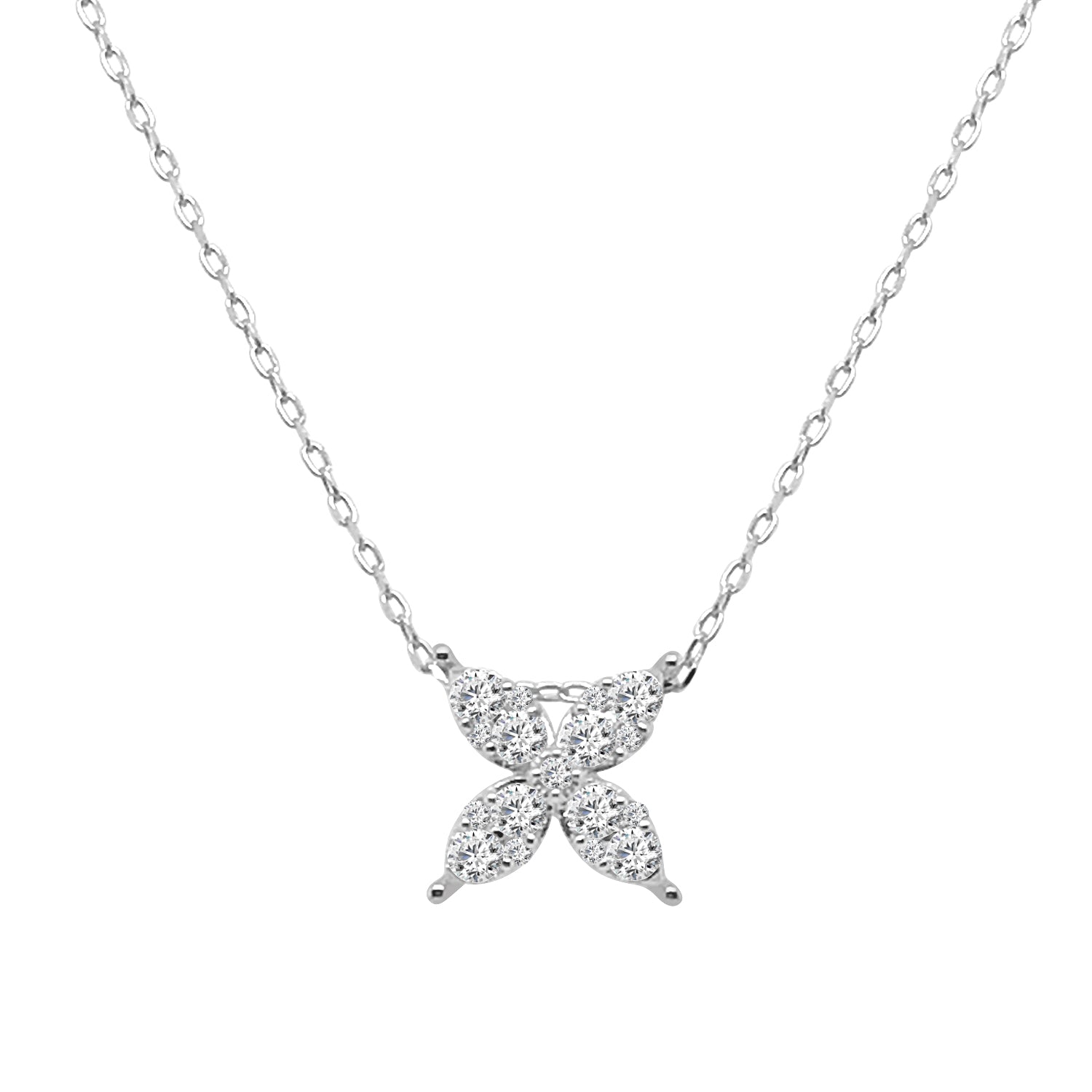Floral Beauty: 14 Karat White Gold Necklace with Natural Diamond 0.50ct