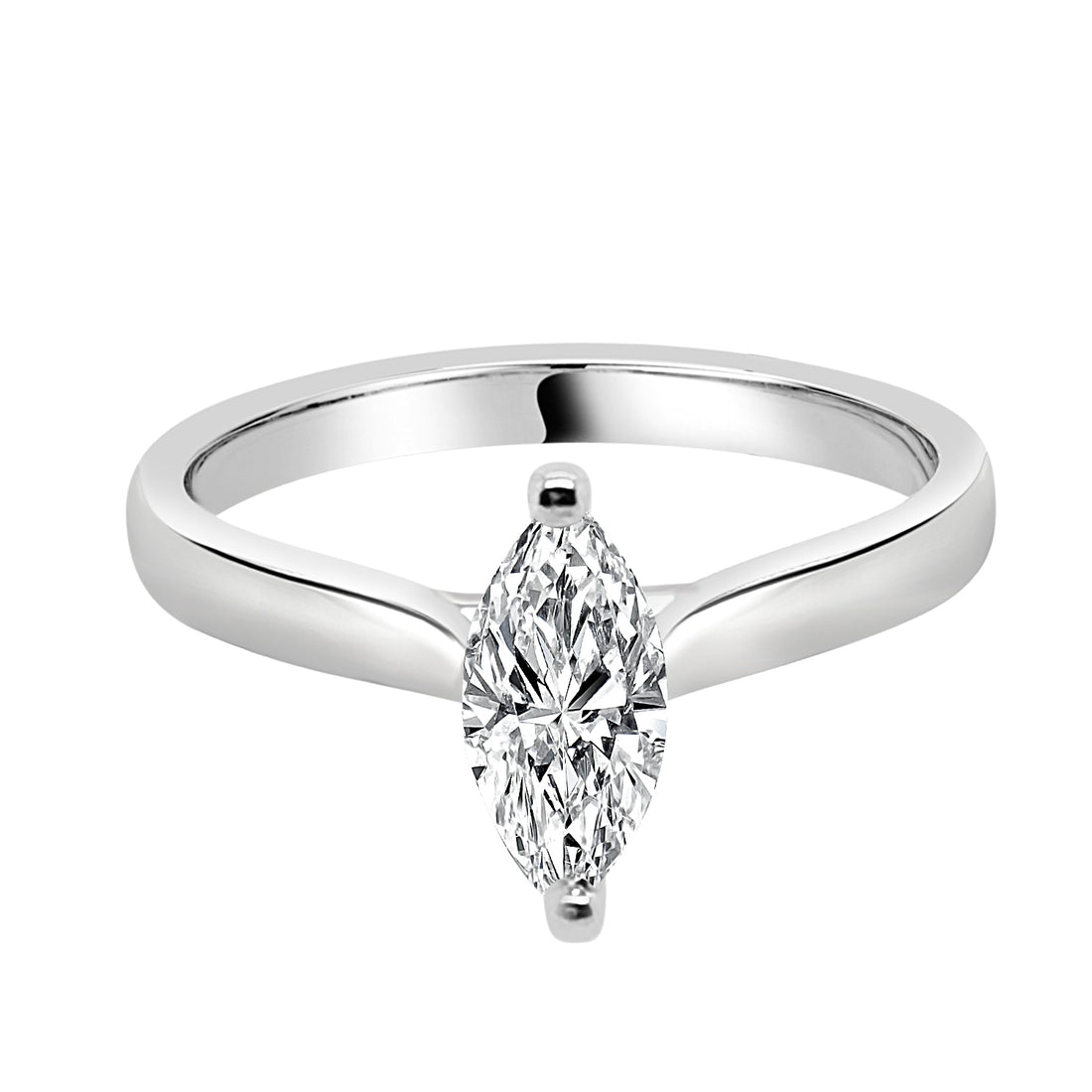 14K White Gold Marquise Diamond Engagement Ring - 0.46 ct Natural Beauty