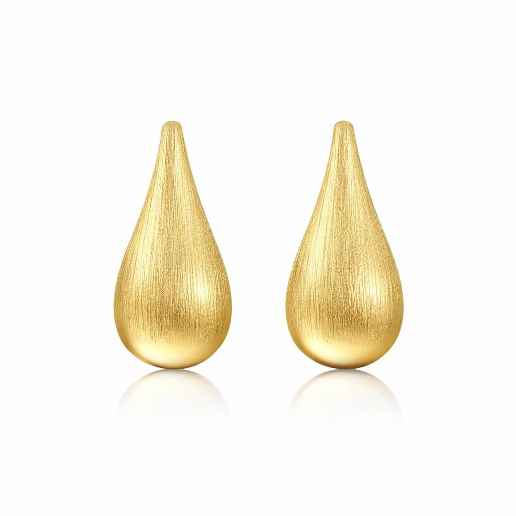 Satin Drop Earrings in 14 Karat Yellow Gold