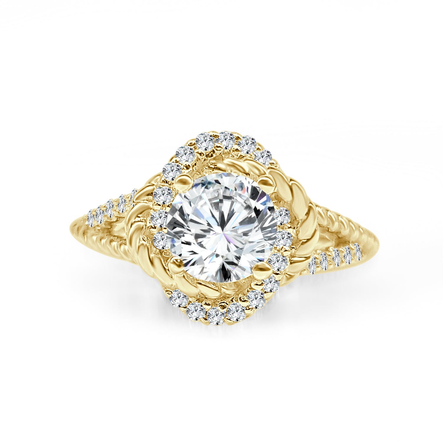 14 Karat Yellow Gold Rope Twist Engagement Mounting