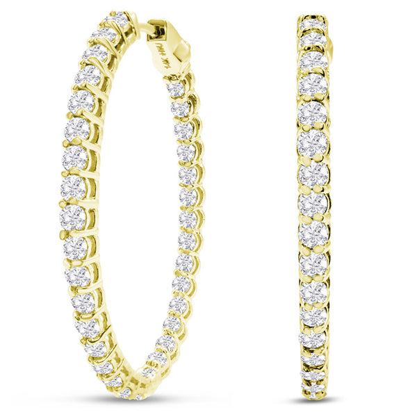 14K Yellow Gold Round Shape Lab Diamond Earrings - 2.88 Carats