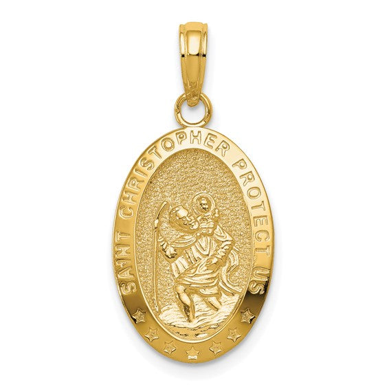 Charming St. Christopher Medal Pendant in 14 Karat Yellow Gold