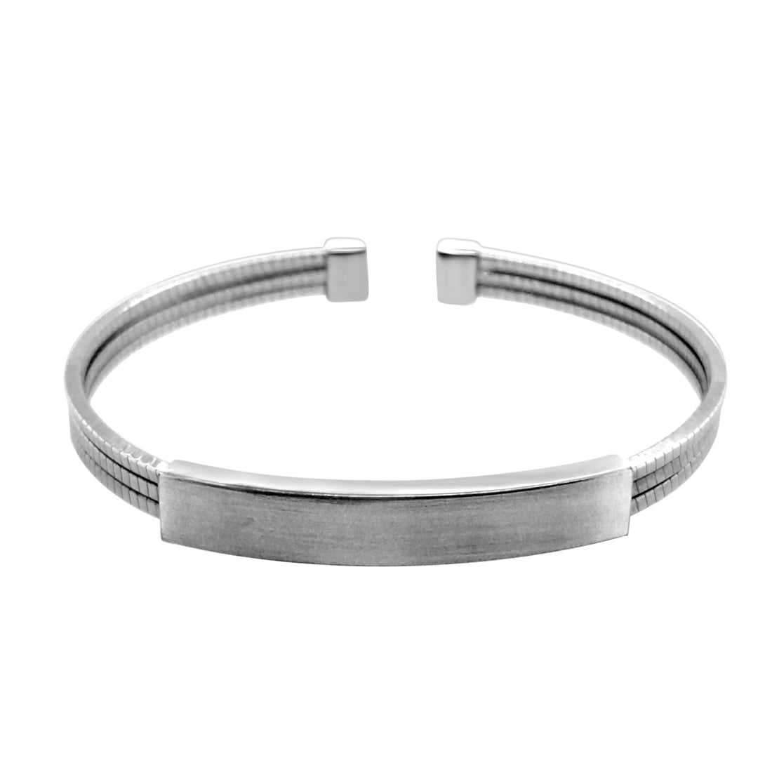Sterling Silver 3 Row Bar Cuff Bangle Bracelet
