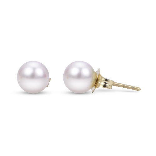 Premium 14 Karat Yellow Gold Pearl Earrings - Exquisite Quality