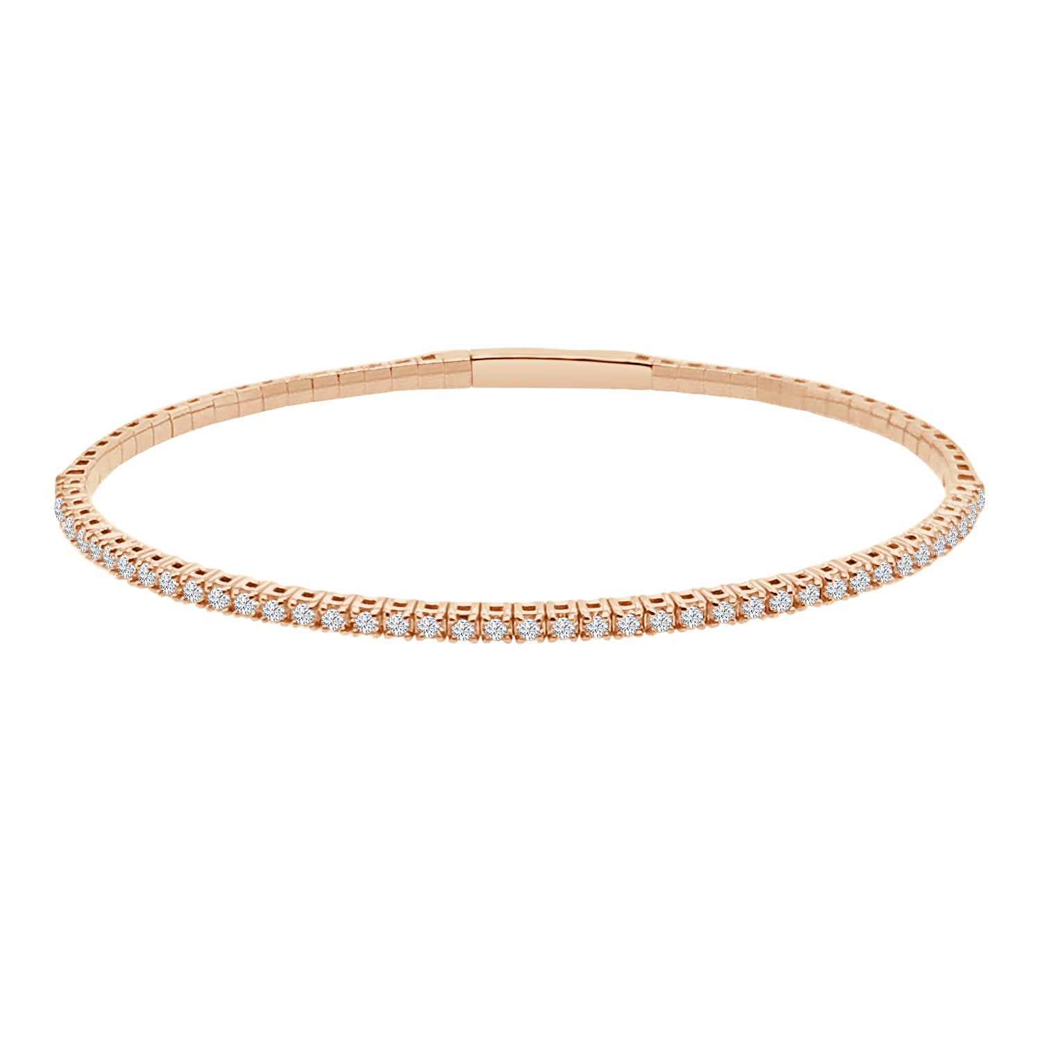 14 Karat Rose Gold Flex Bangle Bracelet with 1.00 Carat Natural Diamond
