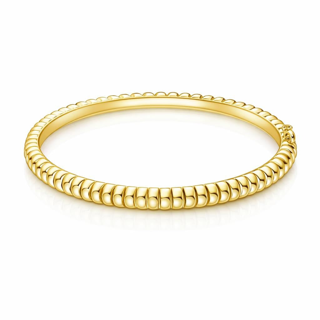14 Karat Yellow Gold Graduated Ribbed Bangle