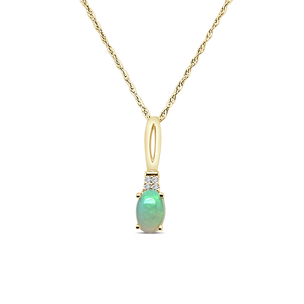 Opal Glow: 14 Karat Yellow Gold Necklace