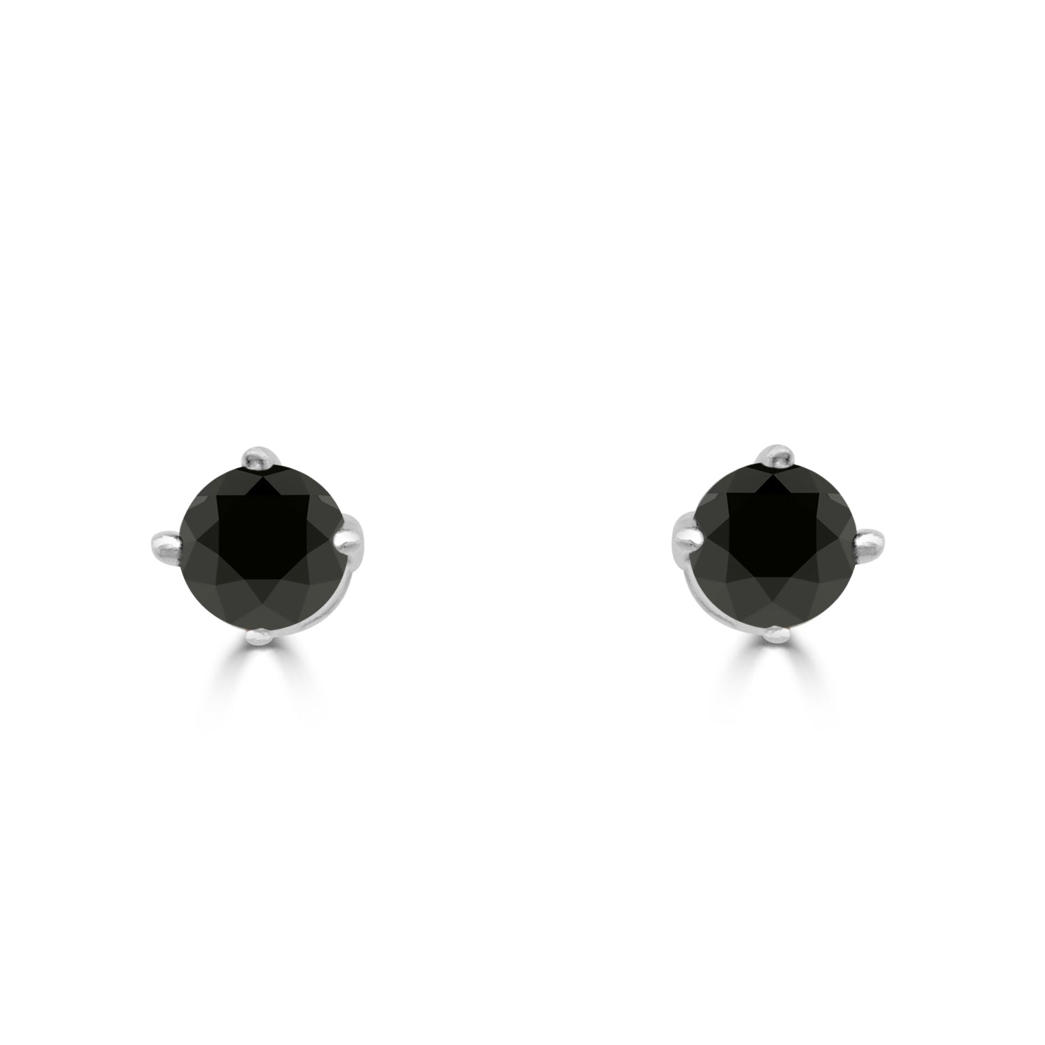 14K White Gold Black Diamond Solitaire Studs (1.50 ct) with 4-Prong Setting