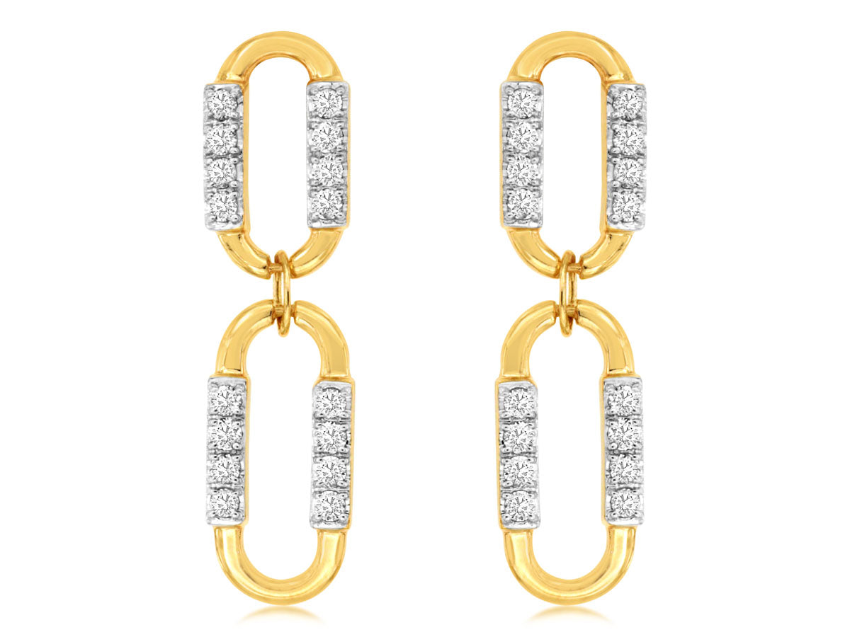14K White Gold Round Cut Natural Diamond Earrings - 0.48 Carat