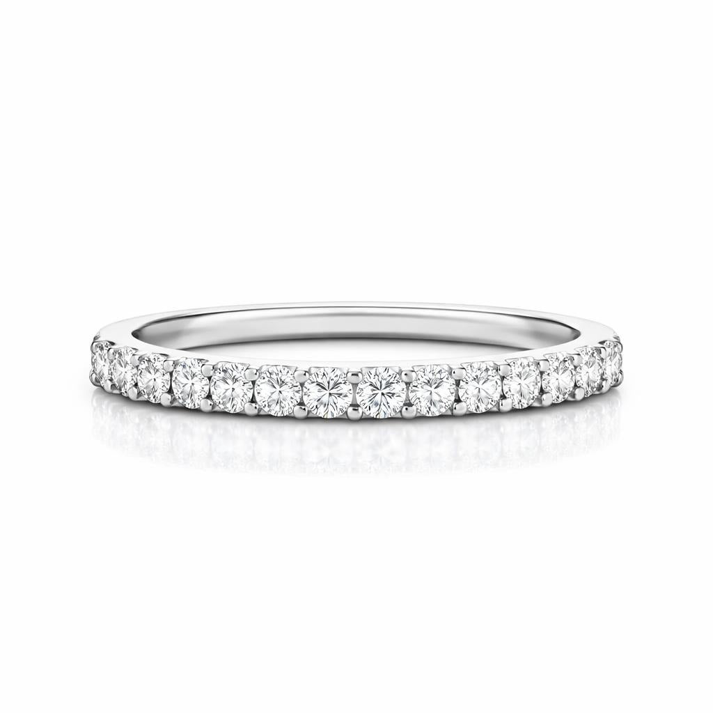 14 Karat White Gold Tiny Prong Wedding Band