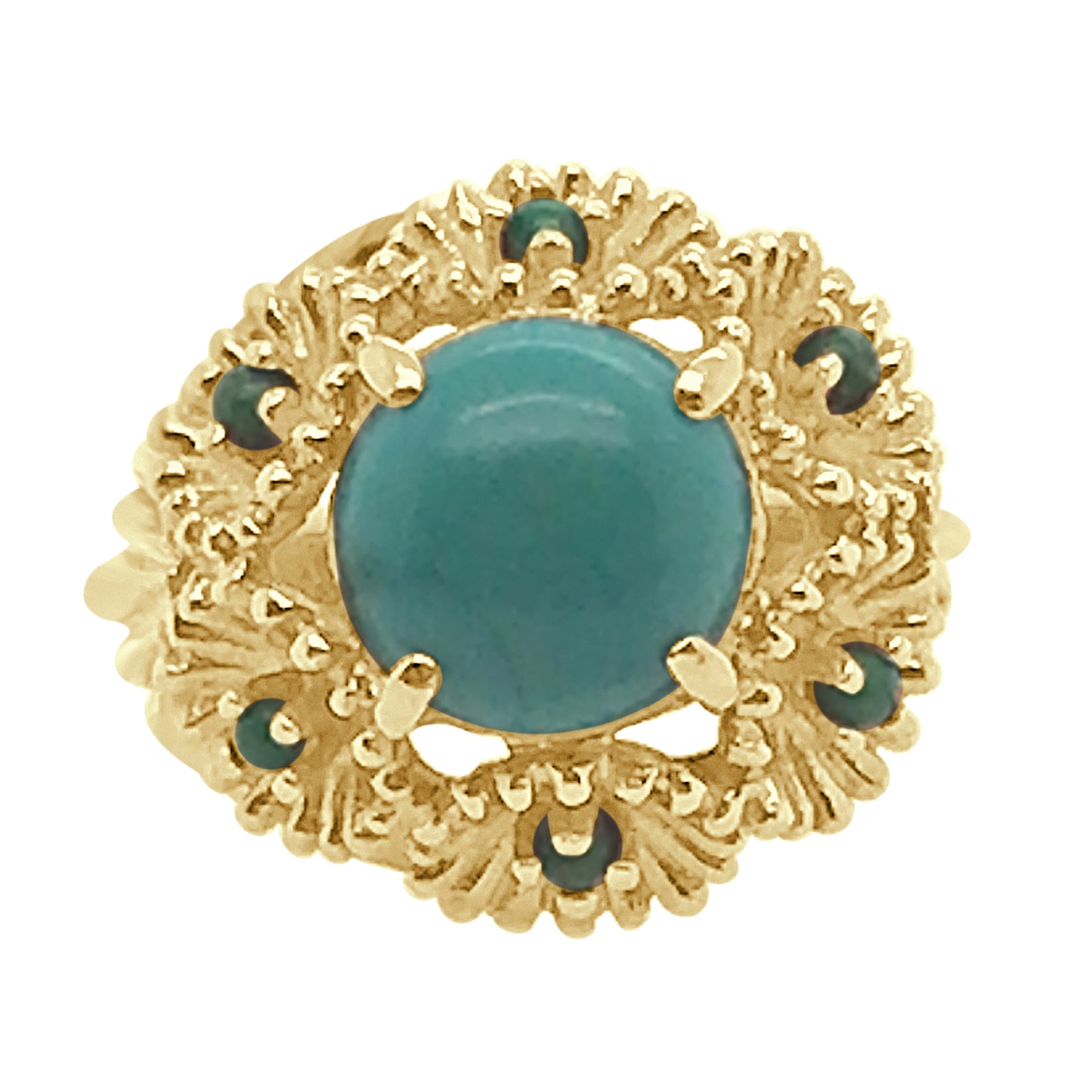Vintage 14 Karat Yellow Gold Ring with Turquoise Accent