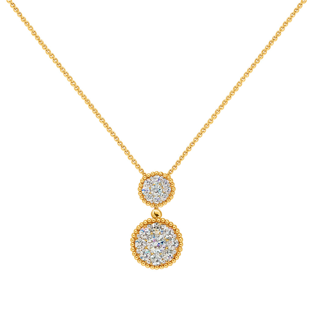Floral Slider Diamond Necklace in 14K Yellow Gold - Round Cut 0.75 Ct Natural Diamond
