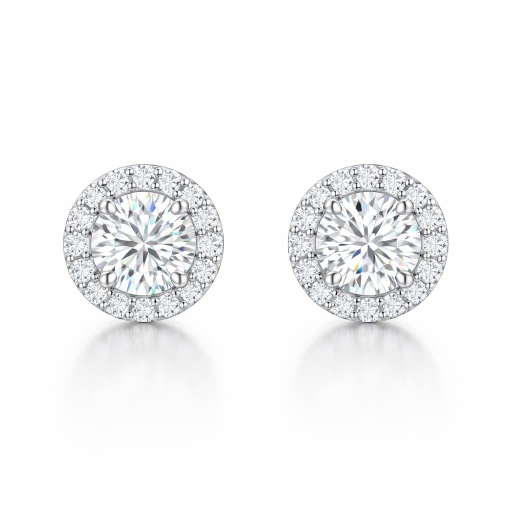 Round Lab Diamond With Halo Studs