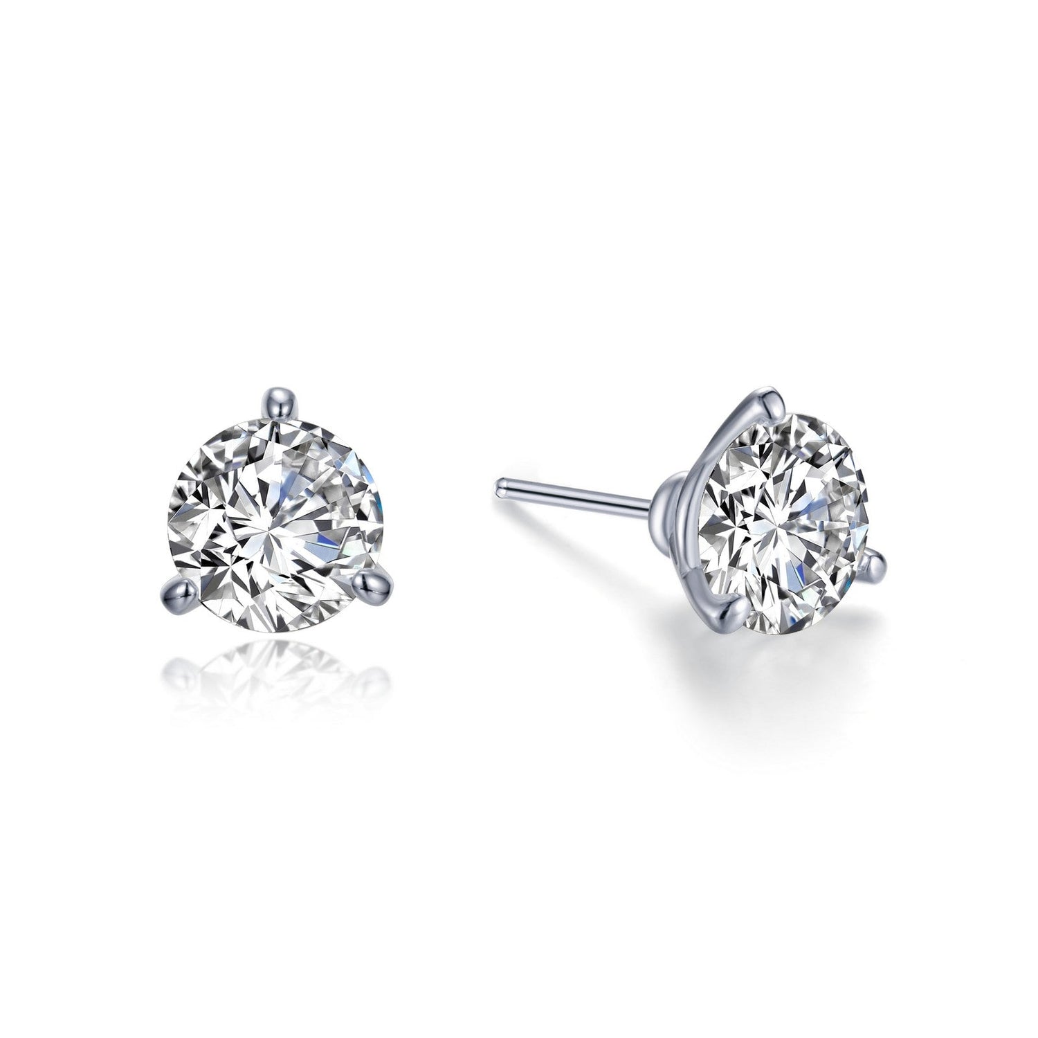 Martini Lassaire Solitaire Studs in Sterling Silver - 2.5 Carats