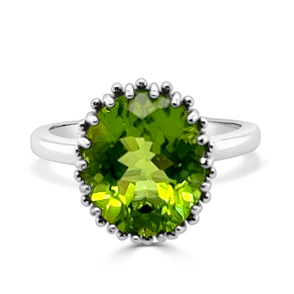 Sterling Silver Peridot Ring - Enchanting Green Gemstone Adornment