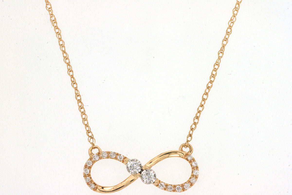 14K Yellow Gold Diamond Stationary Necklace - Round Shape 0.10ct
